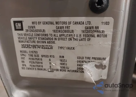 2004 Chevrolet Silverado 1500 Ls from USA, damaged, VIN 2GCEC19V741232350